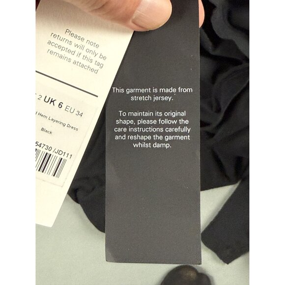 NWT ME + EM Tiered Hem Layering Dress Black Cotton Jersey with Woven Cotton 2US - Picture 9 of 9